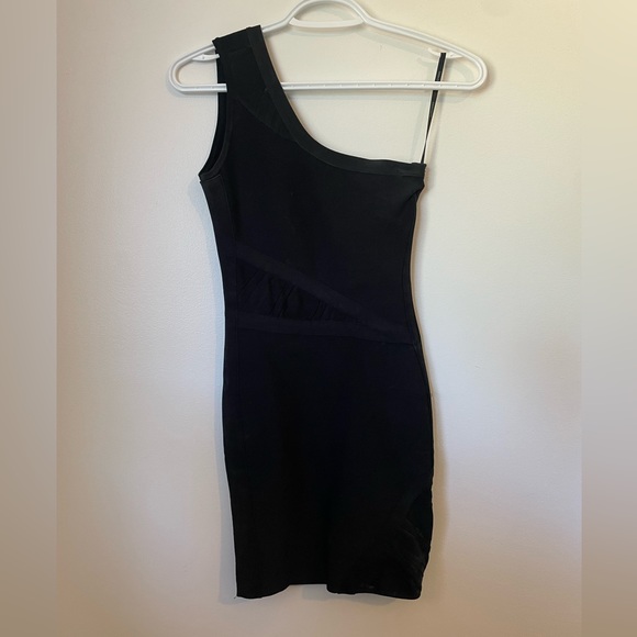 NWT One Shoulder Marciano Bandage Dress with Mesh Inserts 🖤🖤🖤 - Picture 2 of 7